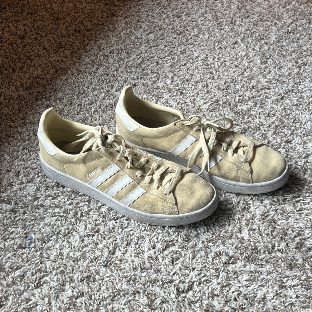 Adidas Casual Beige Sneakers with White Stripes campus shoes